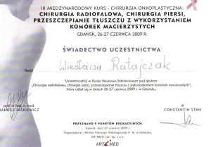 Certyfikat – Gdańsk 2009